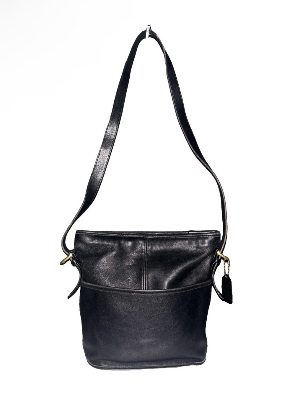 Vintage Coach Navy Blue Leather Bucket Shoulder Bag